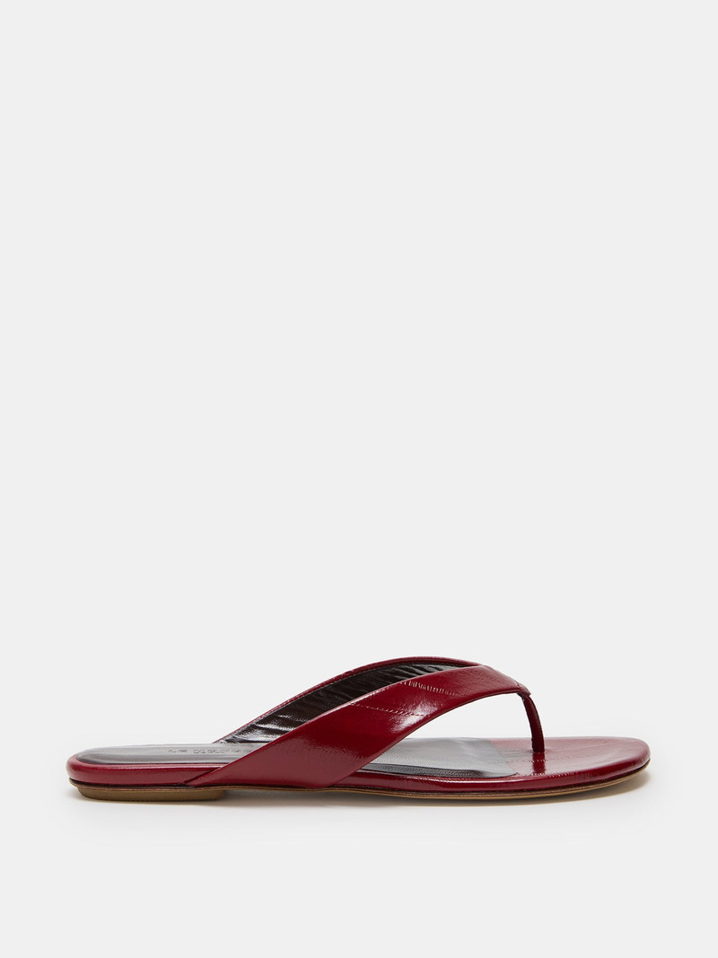 Flat Thong Sandal / Oxblood Leather Eel Effect 1