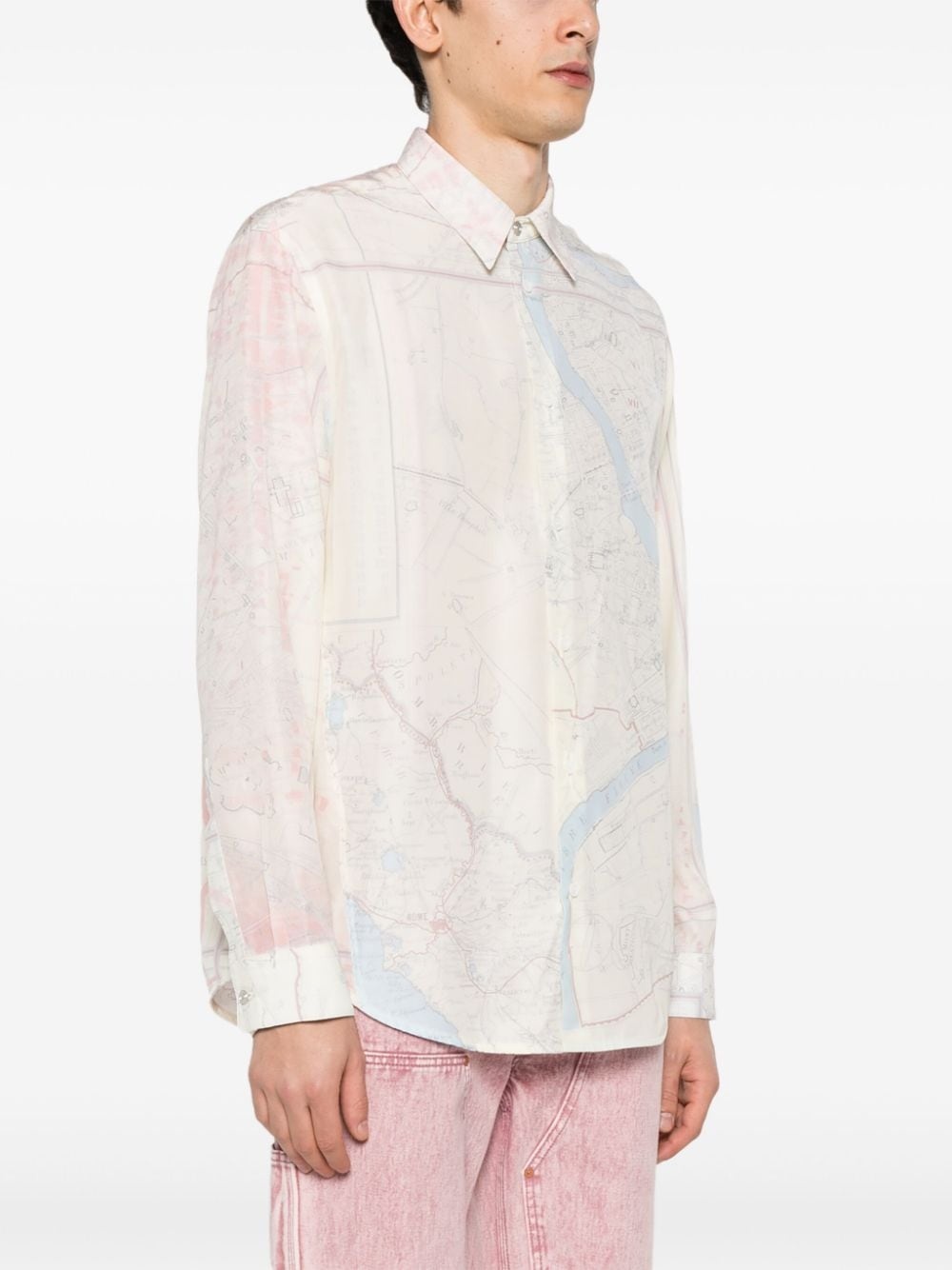 map-print shirt - 3