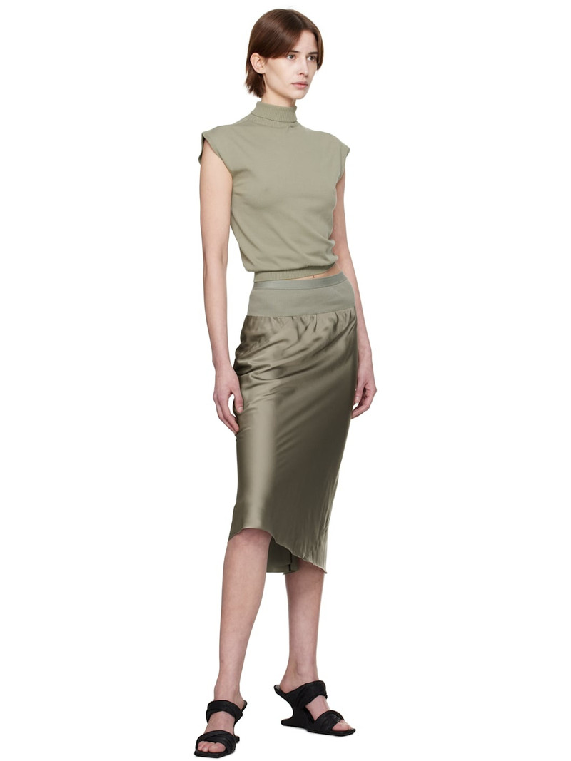 Rick Owens Green Hollywood Knee Bias Midi Skirt outlook