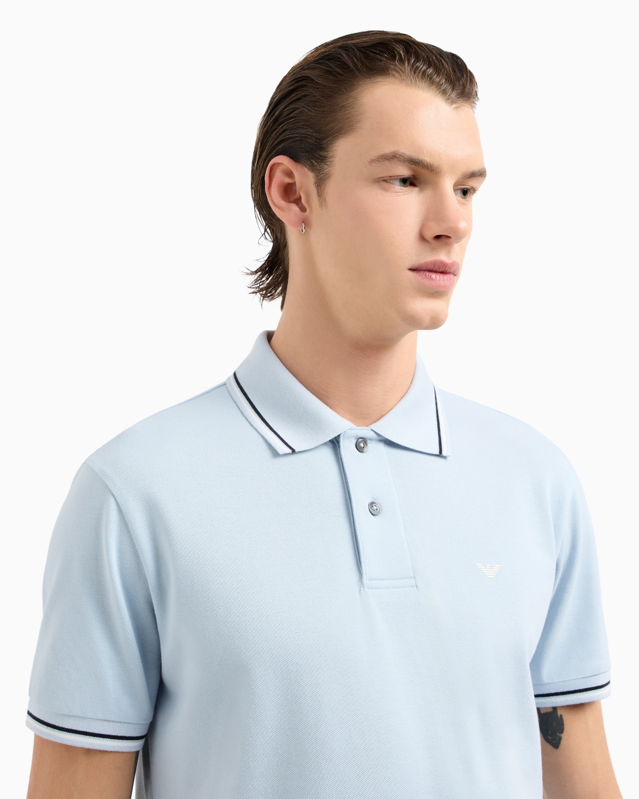 EMPORIO ARMANI SLIM-FIT STRETCH PIQUÉ POLO SHIRT WITH MICRO