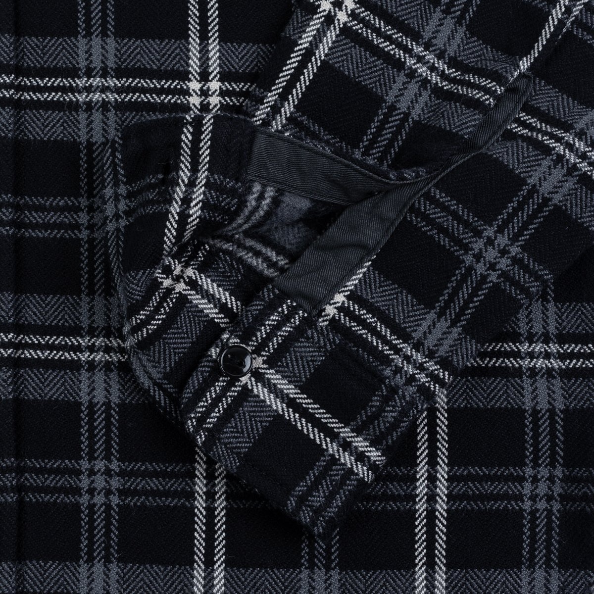 Ultra Heavy Flannel Herringbone Check Work Shirt - Black - 11