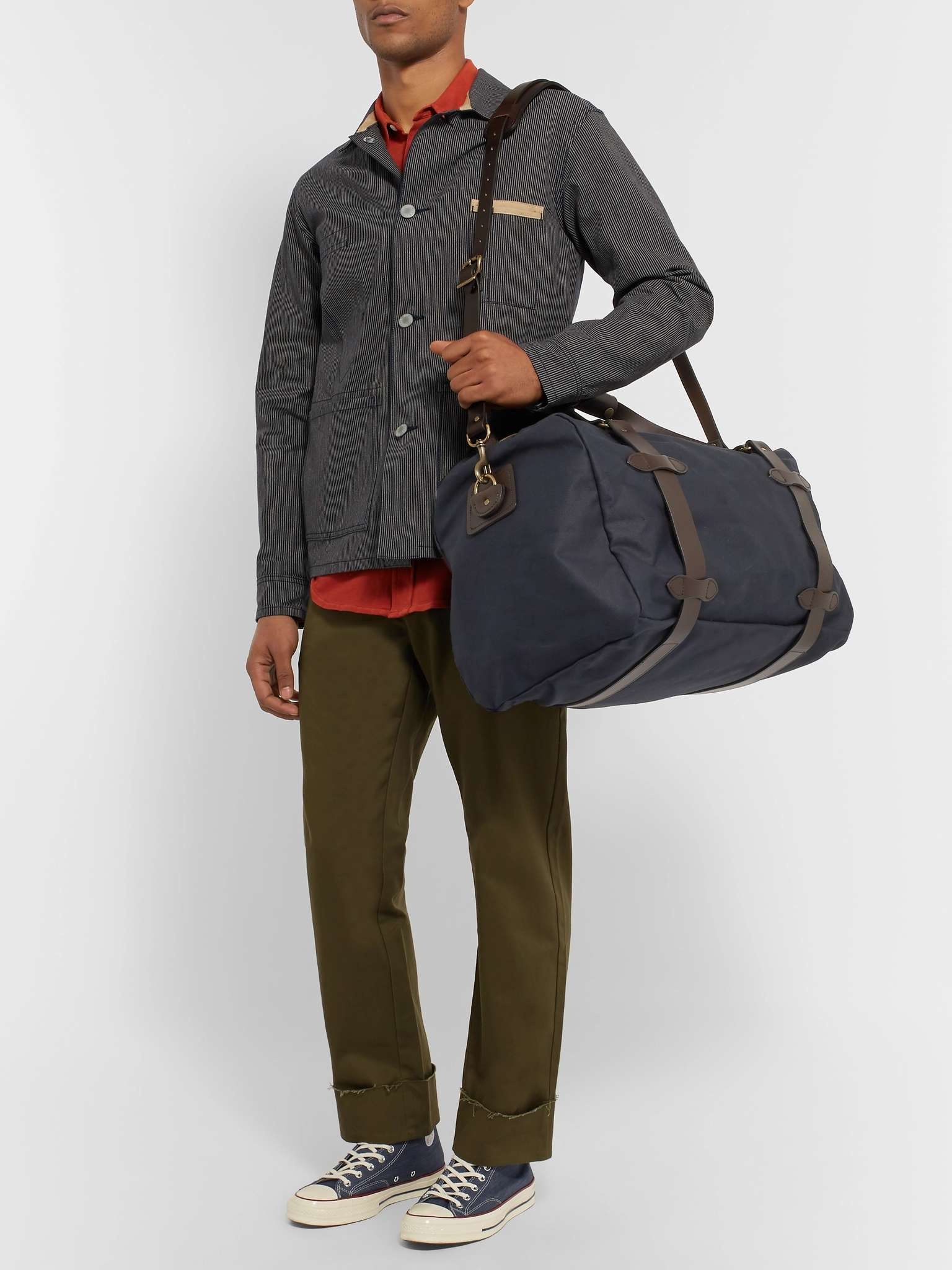 Leather-Trimmed Twill Duffle Bag - 7