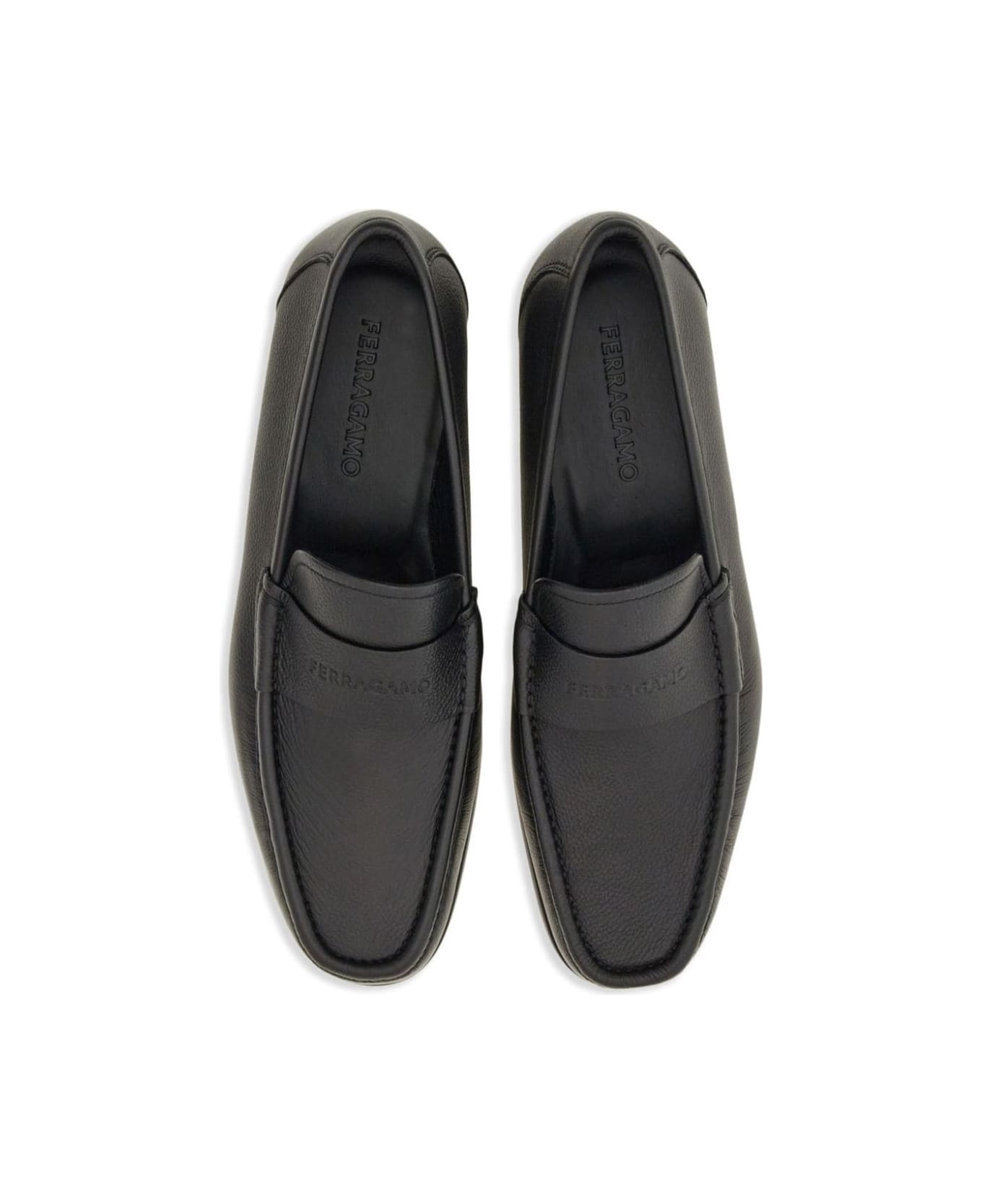 Black Loafer With Logo In Leather Man - 3
