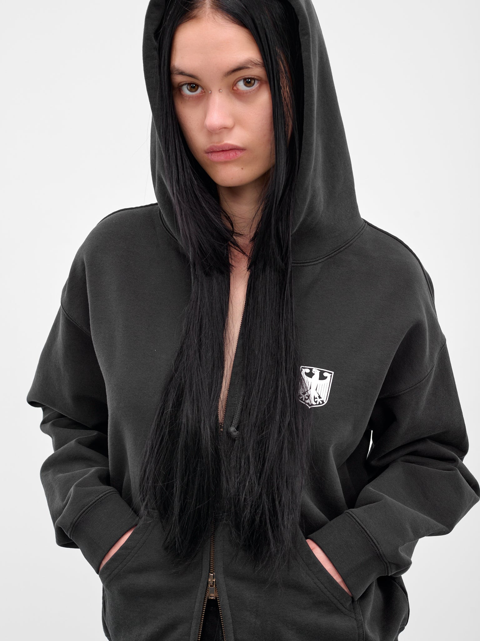 Black Polizei Zip-Up Hoodie - 4