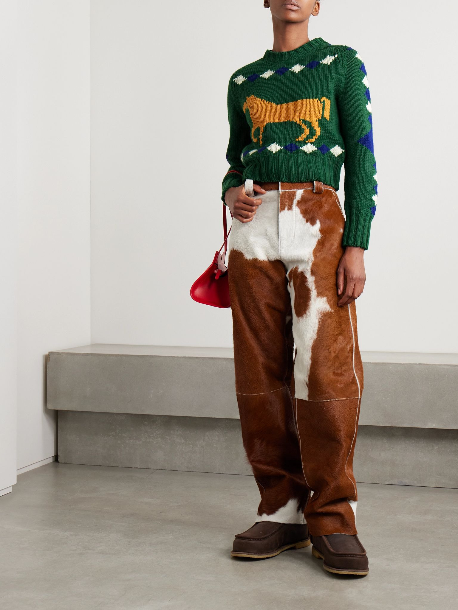 Diamond Corral intarsia wool sweater Green - 2
