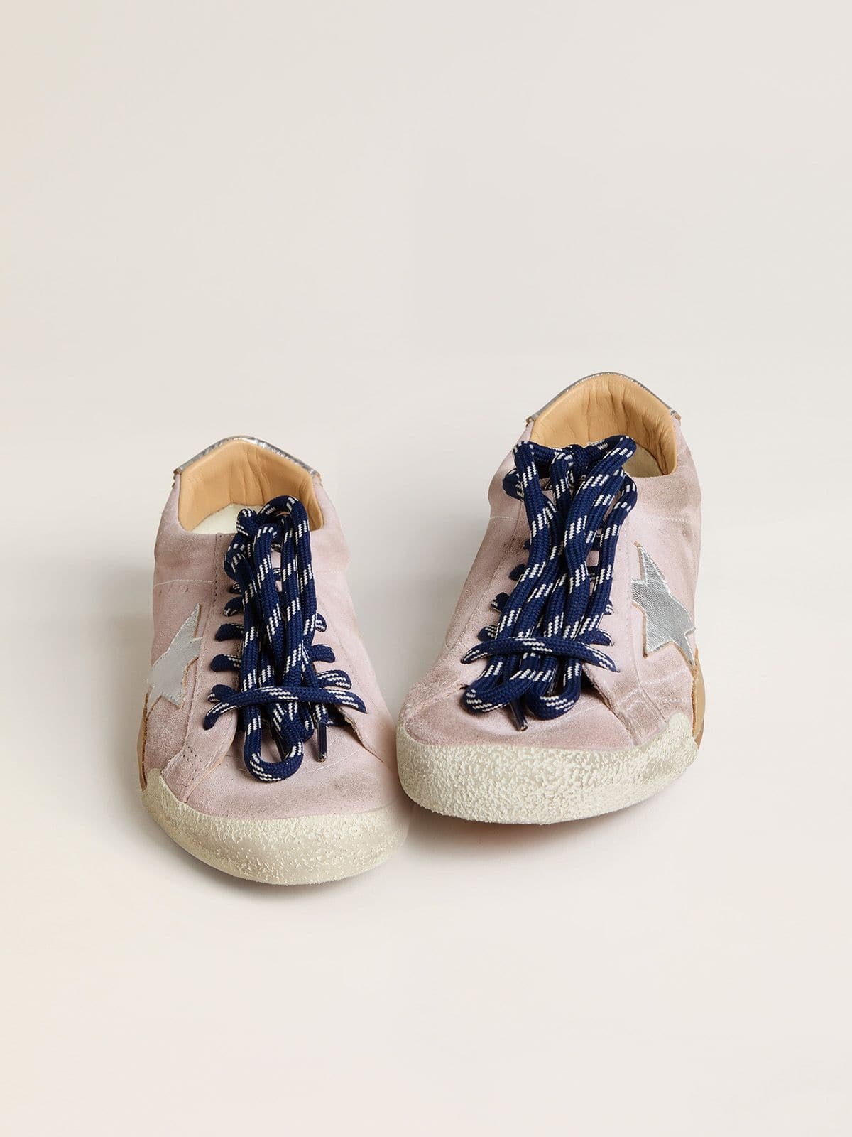 Women's True-Star in pastel pink suede with silver star and heel tab - 8