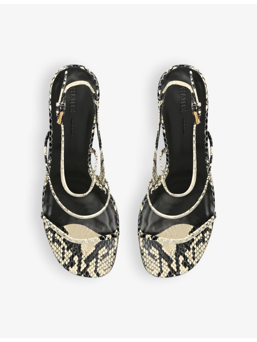 Loop snake-print leather heeled sandals - 2