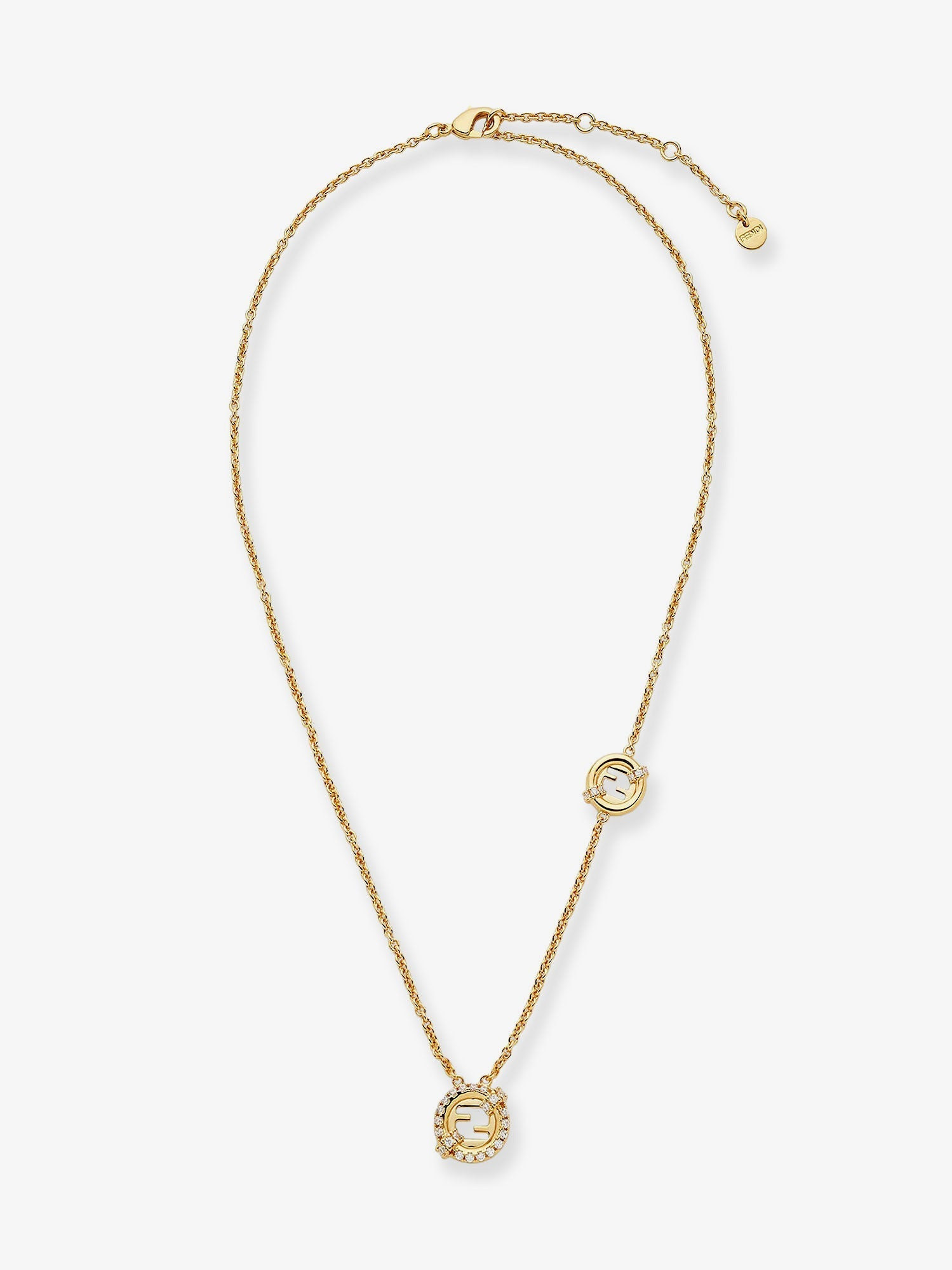 Fendi Women Everround Metal Necklace With Rhinestones - 1