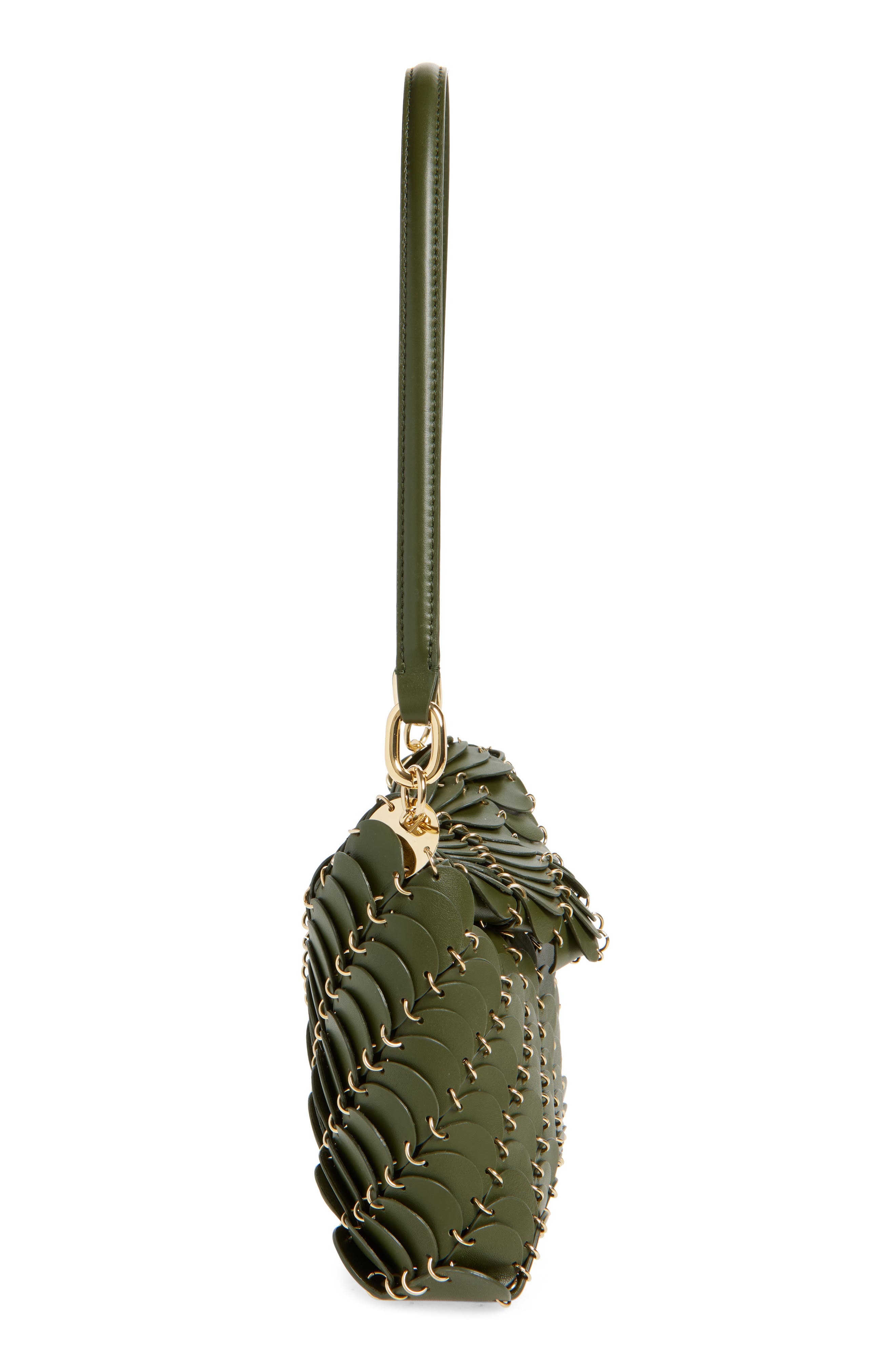 Rabanne Paco Leather Hobo Bag in Kaki /Gold at Nordstrom - 6