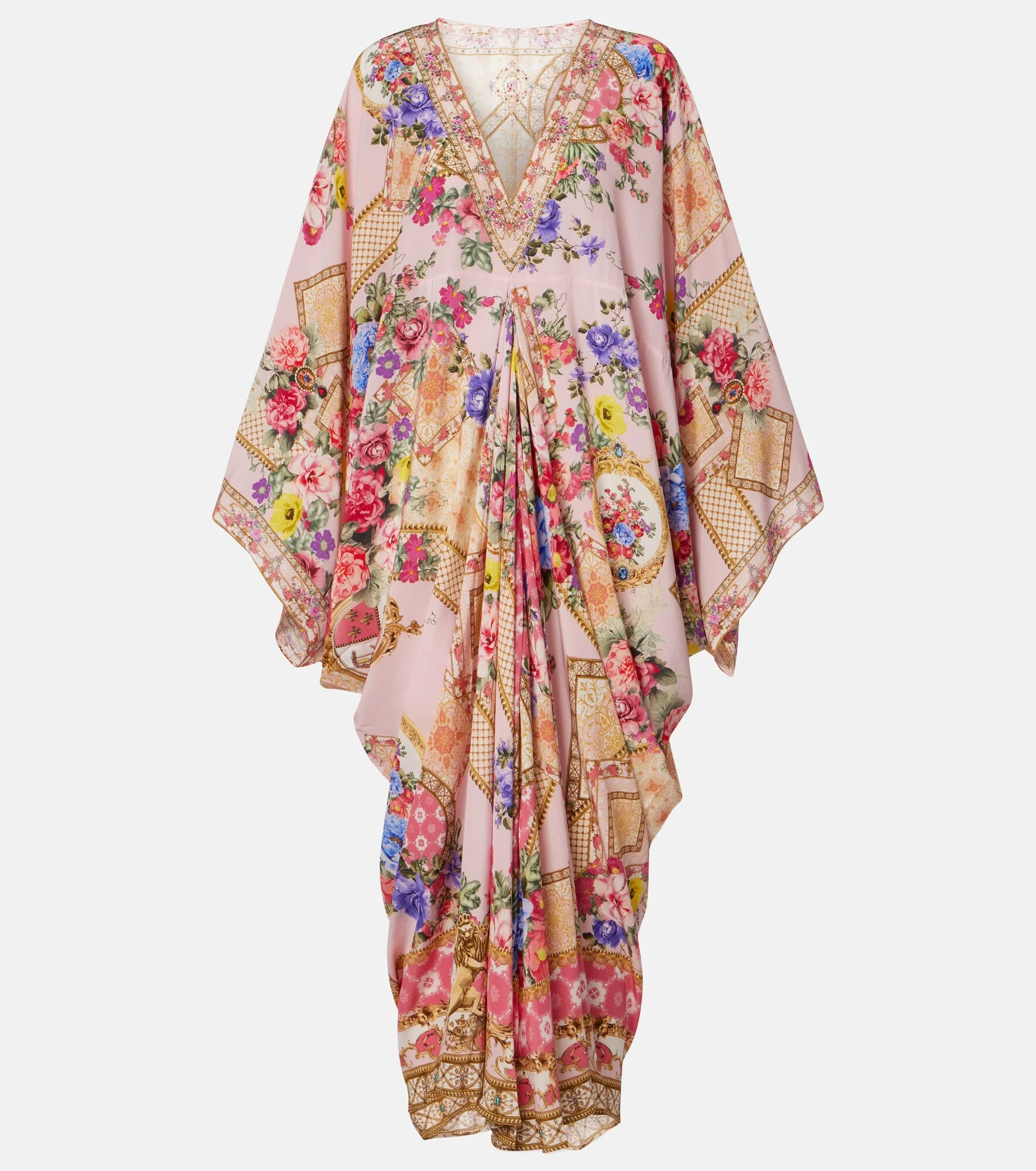 Floral silk kaftan - 1