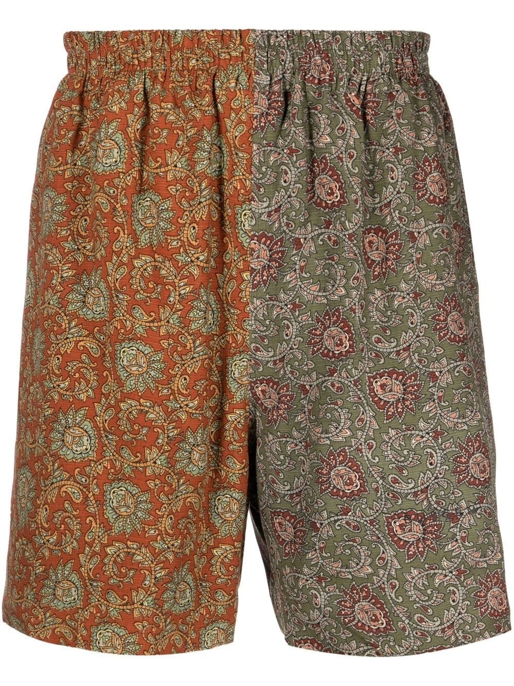 two-tone paisley shorts - 1