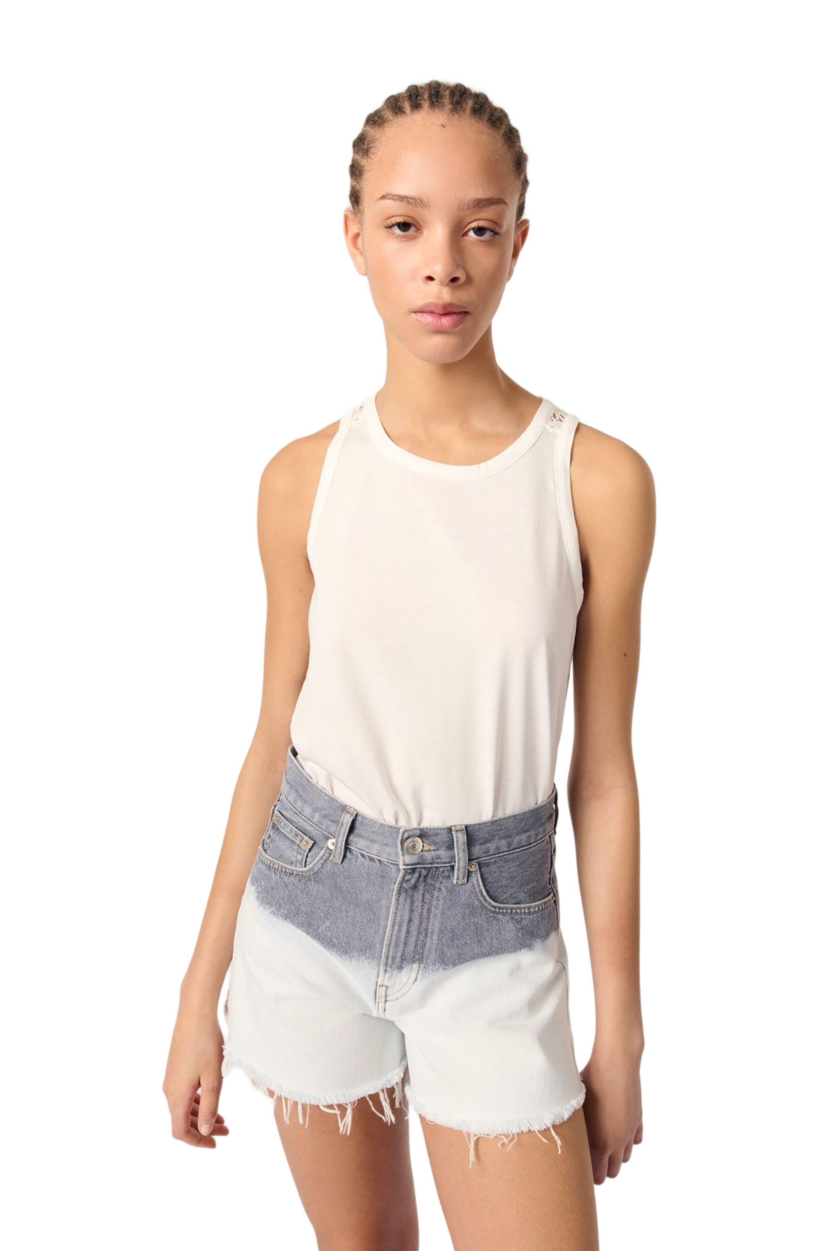 maje Tie-dye denim shorts in Grey/white at Nordstrom - 4