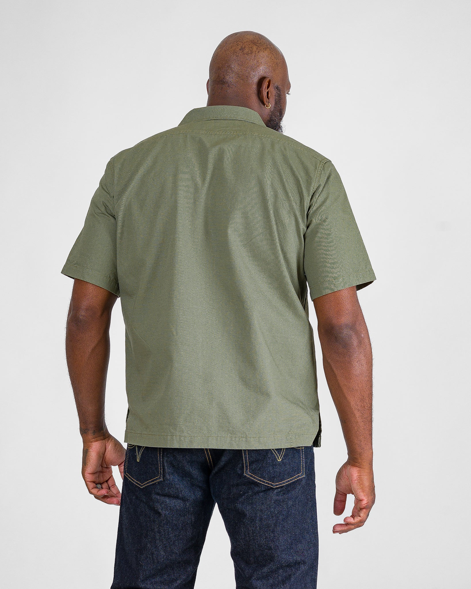 IHSH-415-GRN 8oz Ripstop Short Sleeved Mechanic Shirt - Military Green - 13