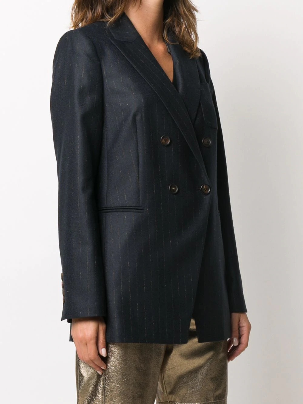 double-breasted pinstripe blazer - 3