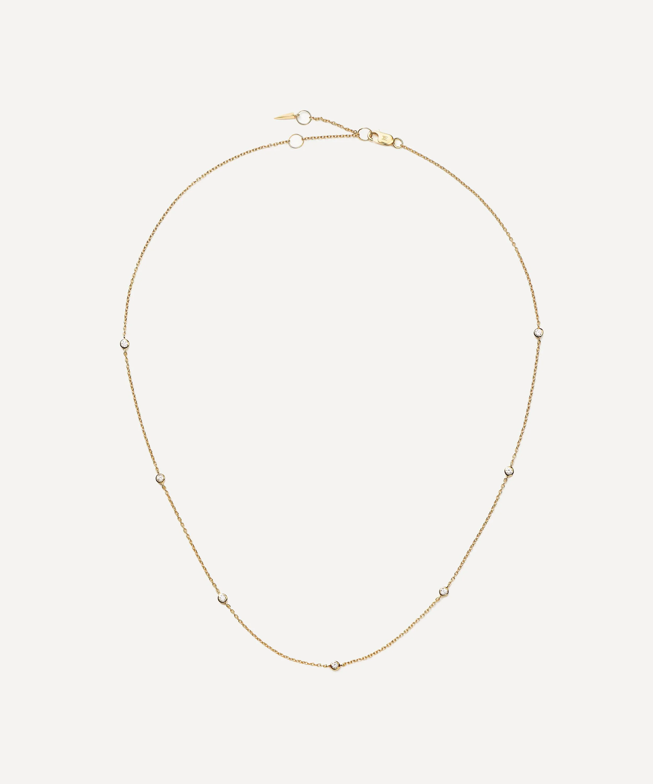14ct Gold Fine Floating Diamond Necklace - 1