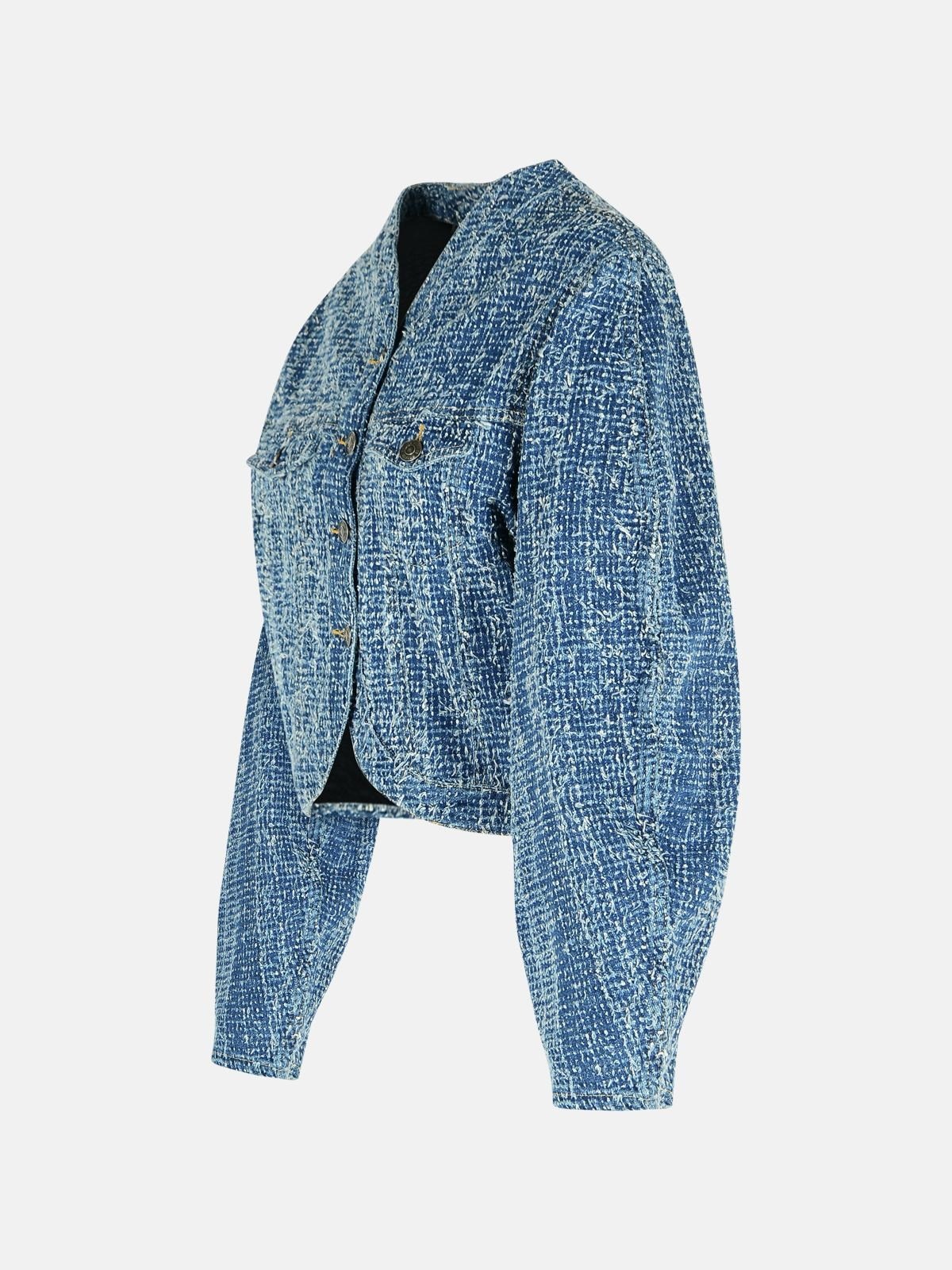 BLUE COTTON SHORT JACKET - 2