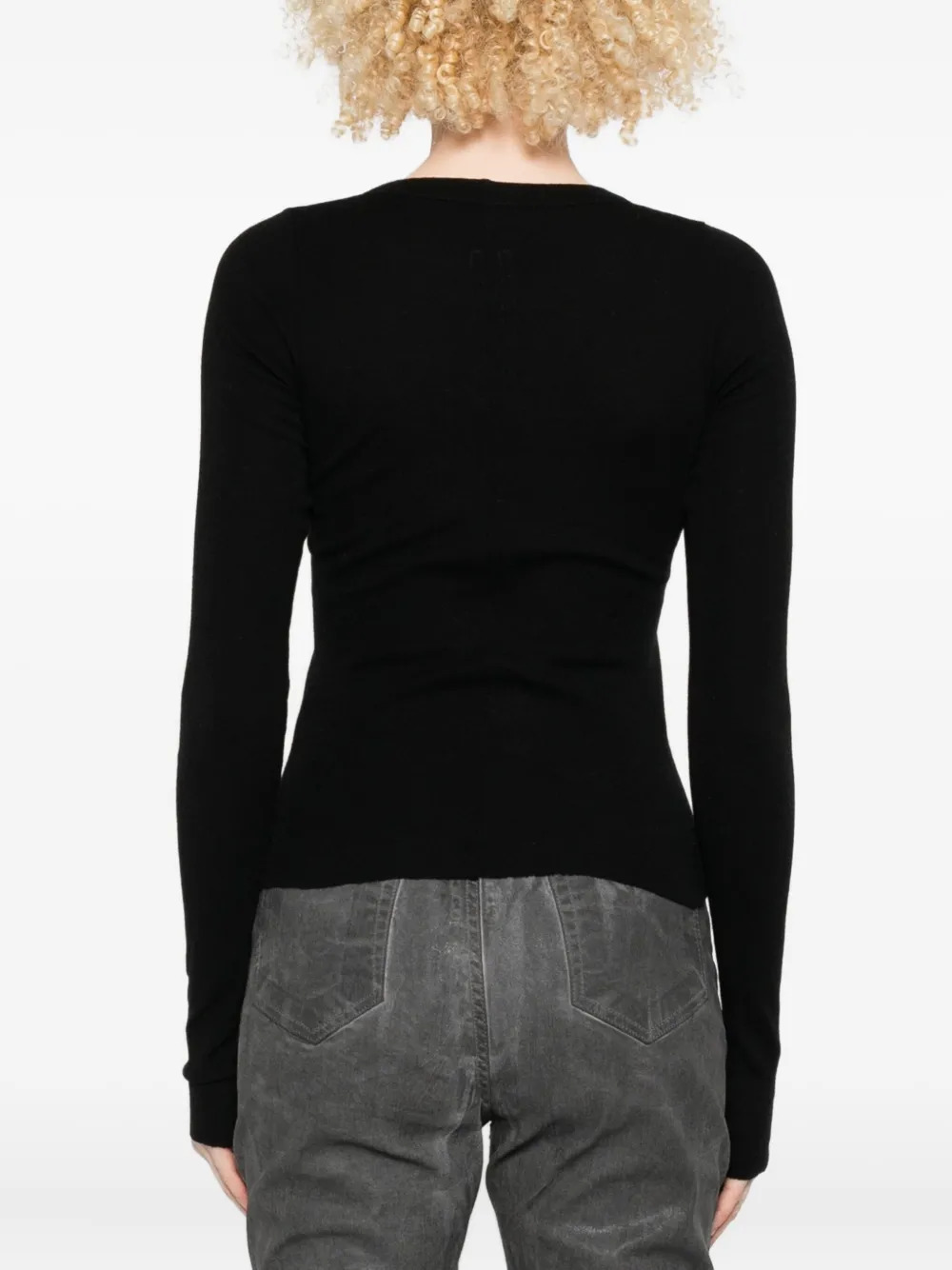 RICK OWENS - Women Cropped Rib LS T-shirt - 3