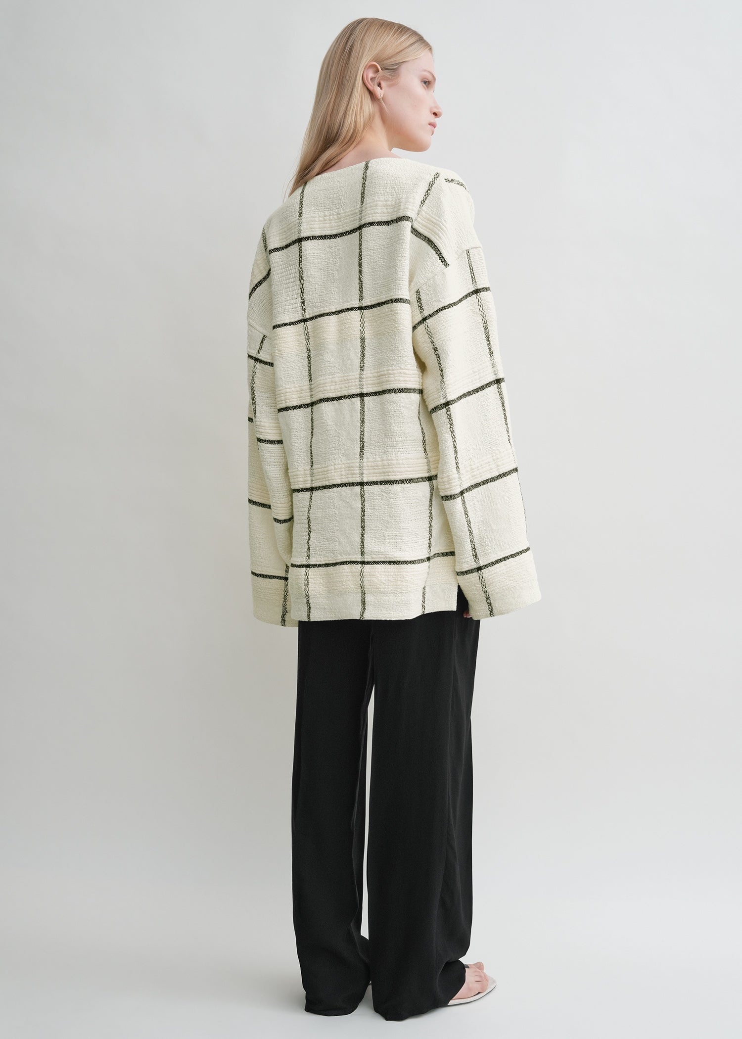 Windowpane-check tunic ecru - 4