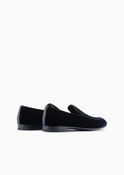 GIORGIO ARMANI Velvet loafers with embroidered logo outlook