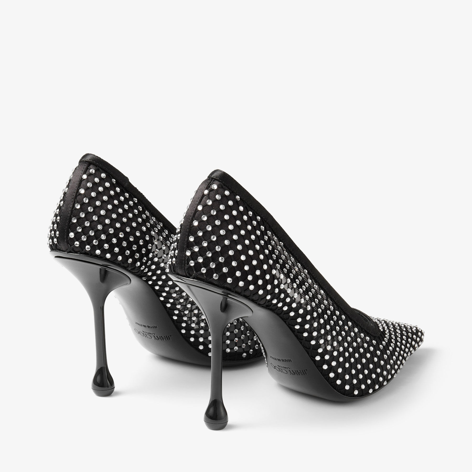 Ixia 95
Black Satin Crystal Mesh Pumps - 5