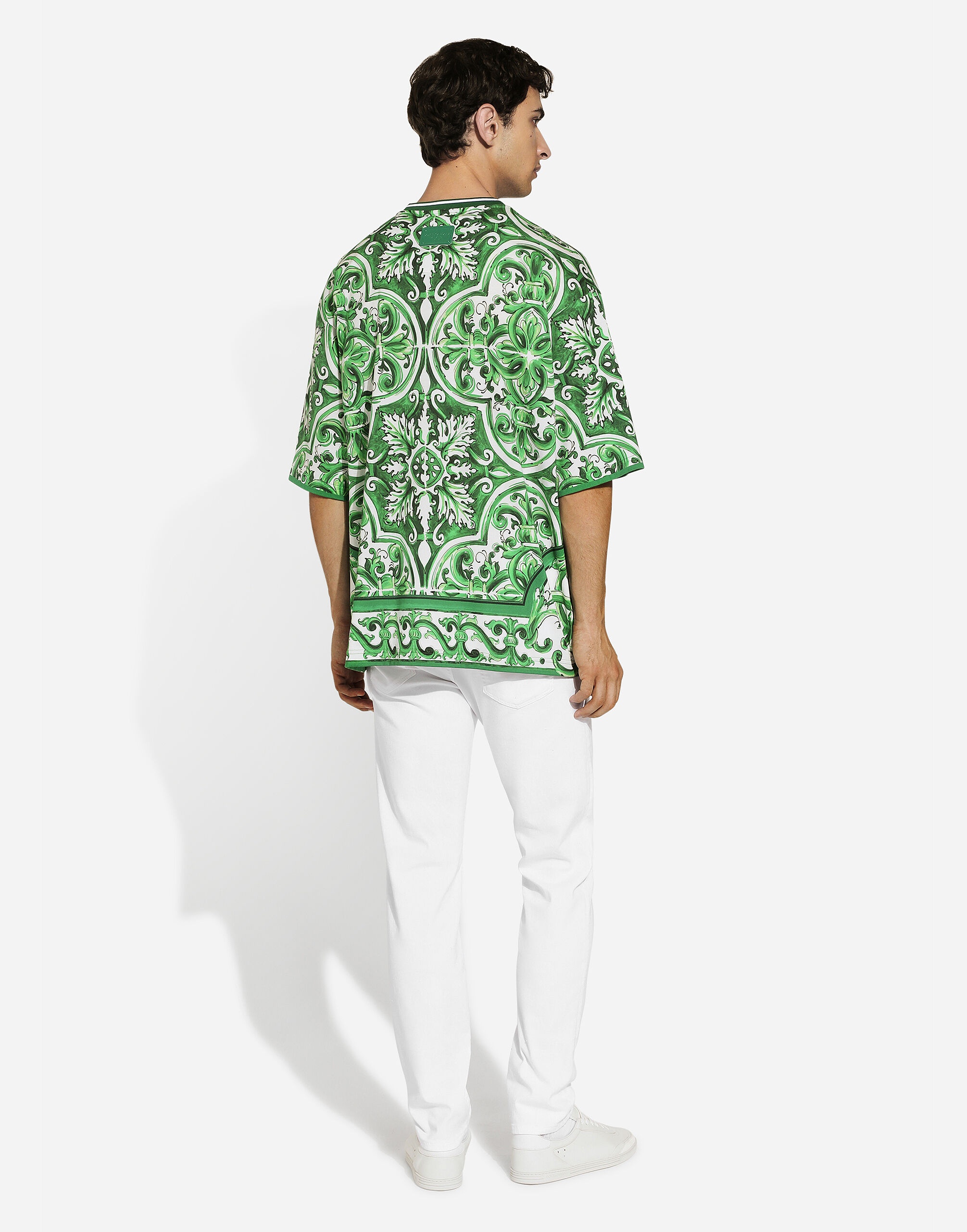 Cotton T-shirt with majolica print - 3