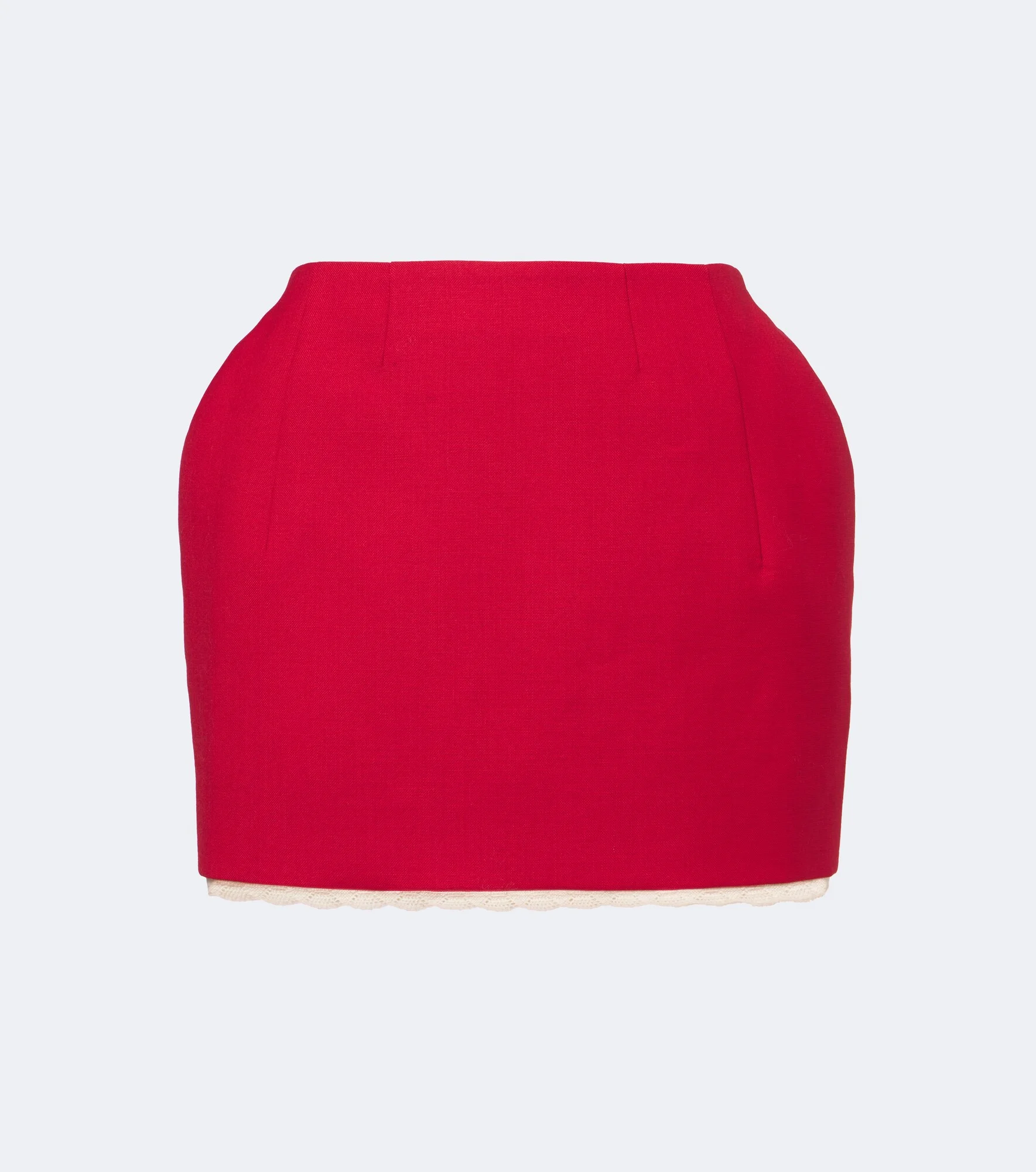 Crochet-trimmed virgin wool miniskirt - 1
