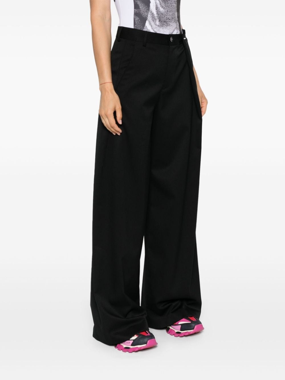 folded-detail tailored palazzo pants - 3