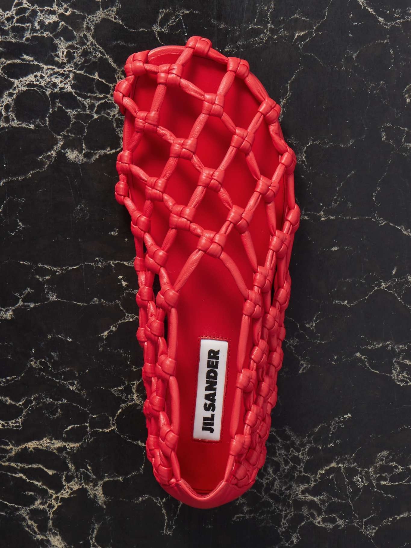 Cutout knotted leather ballet flats Red - 5