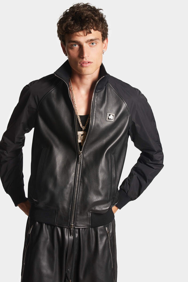 MIXED LEATHER BOMBER - 3