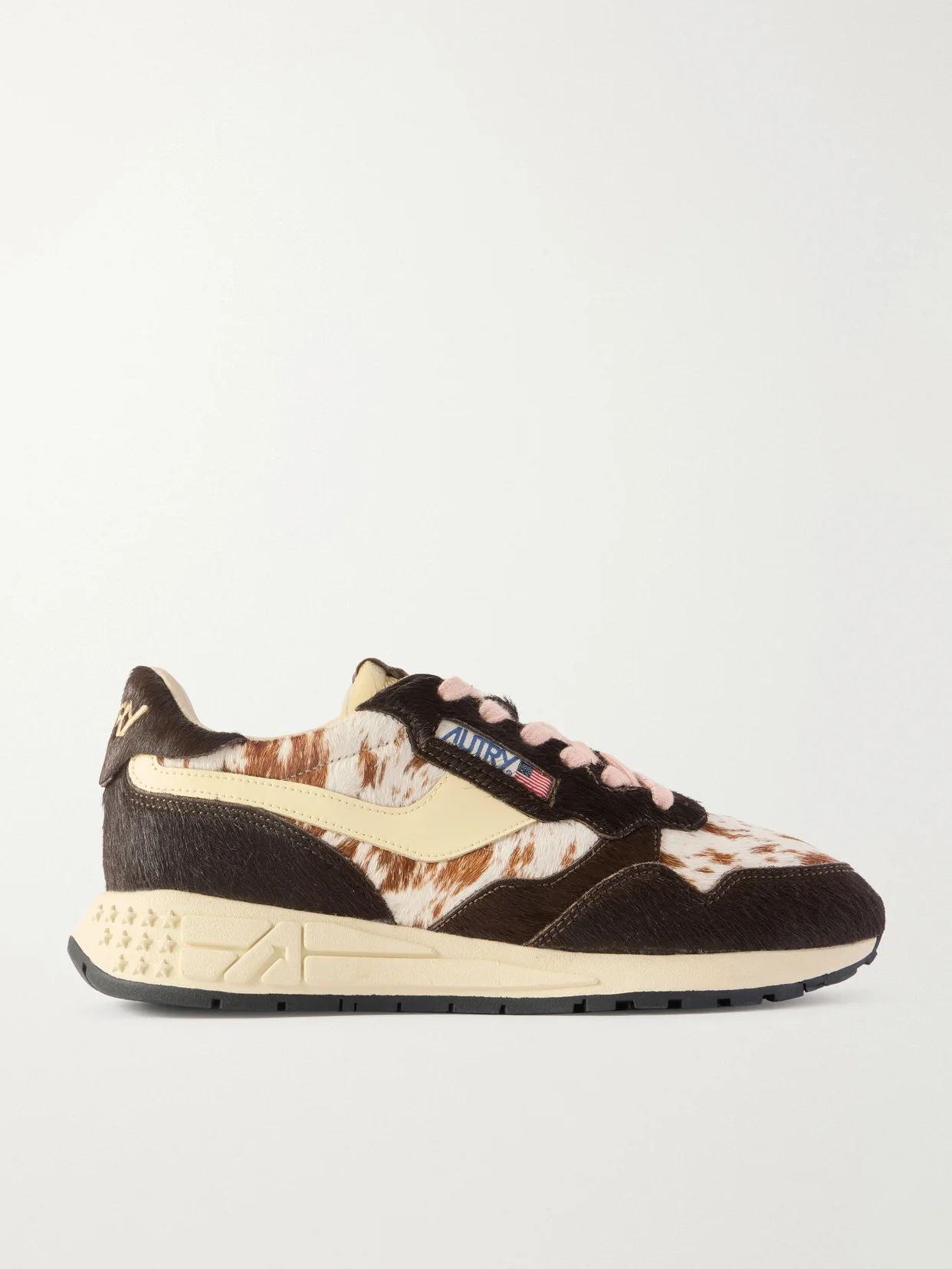 Reelwind Low Leather-trimmed Printed Calf Hair Sneakers - 1