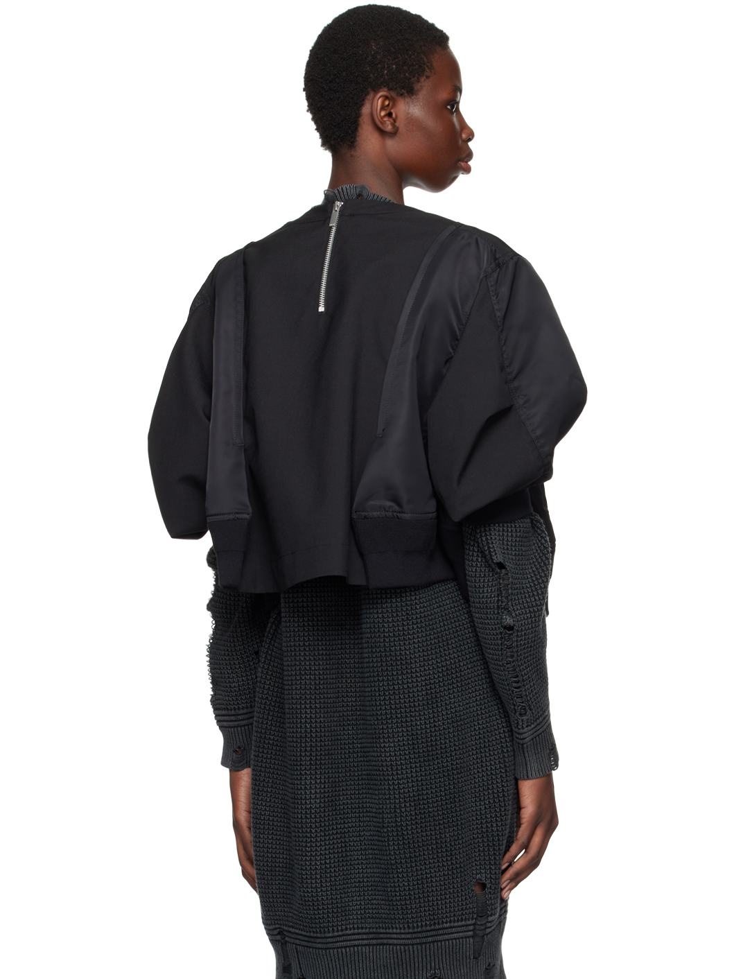 Black Puff Sleeve Sweater - 3