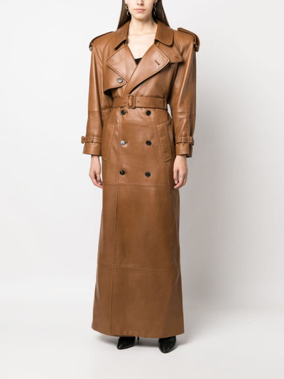 SAINT LAURENT long leather trench coat outlook