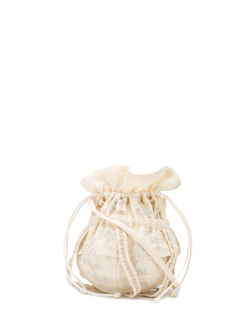 lace-trimmed mini bucket bag - 1