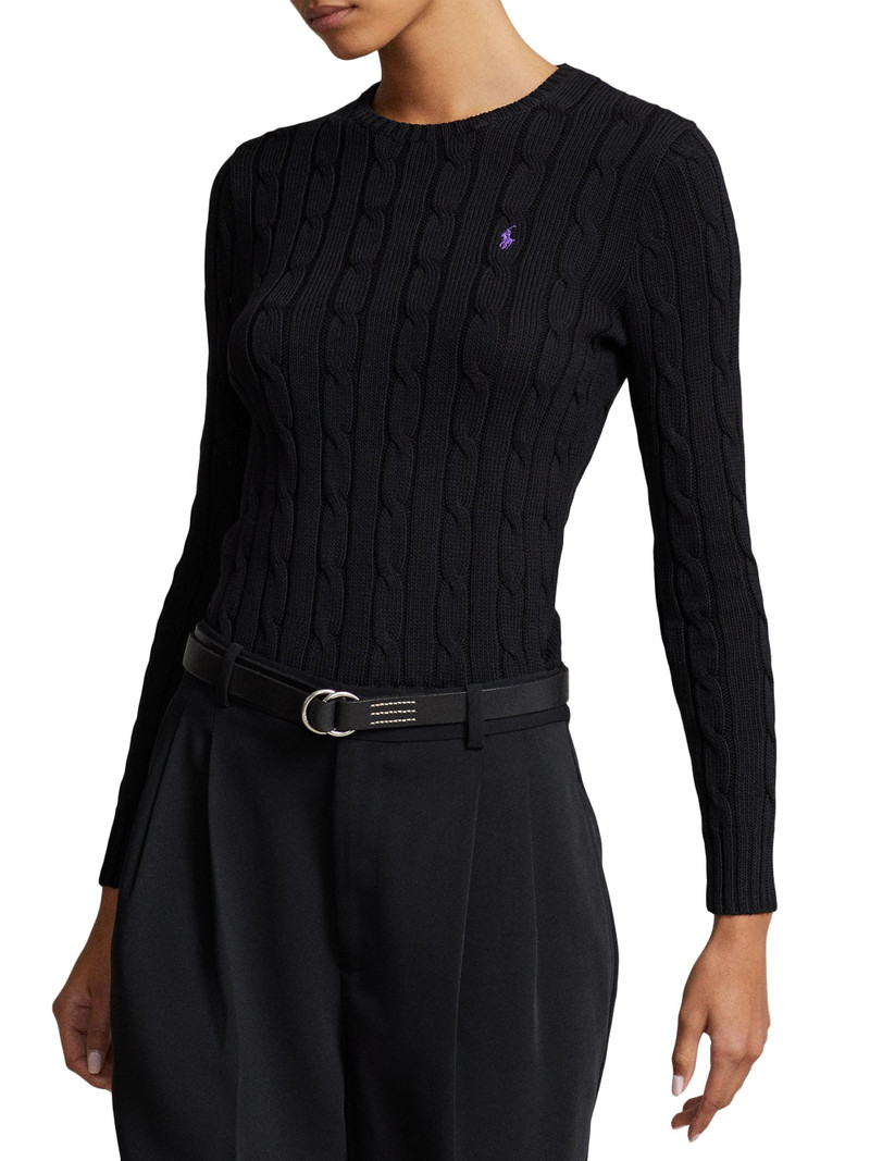 Women's Julianna Cable-Knit Pima Cotton Sweater - Polo Black 4