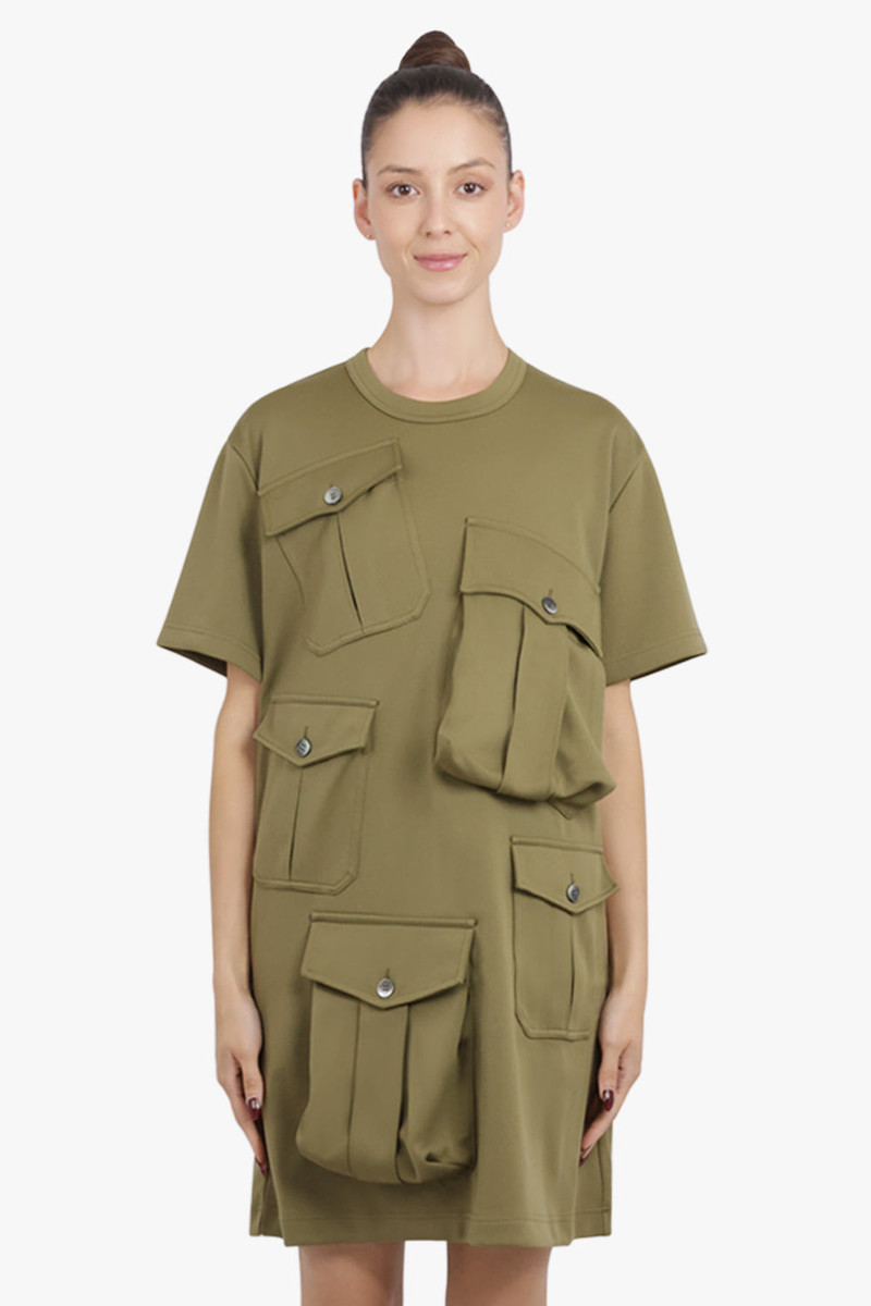 Comme Des Garçons S/S POCKET DETAIL MINI T-SHIRT DRESS | KHAKI outlook