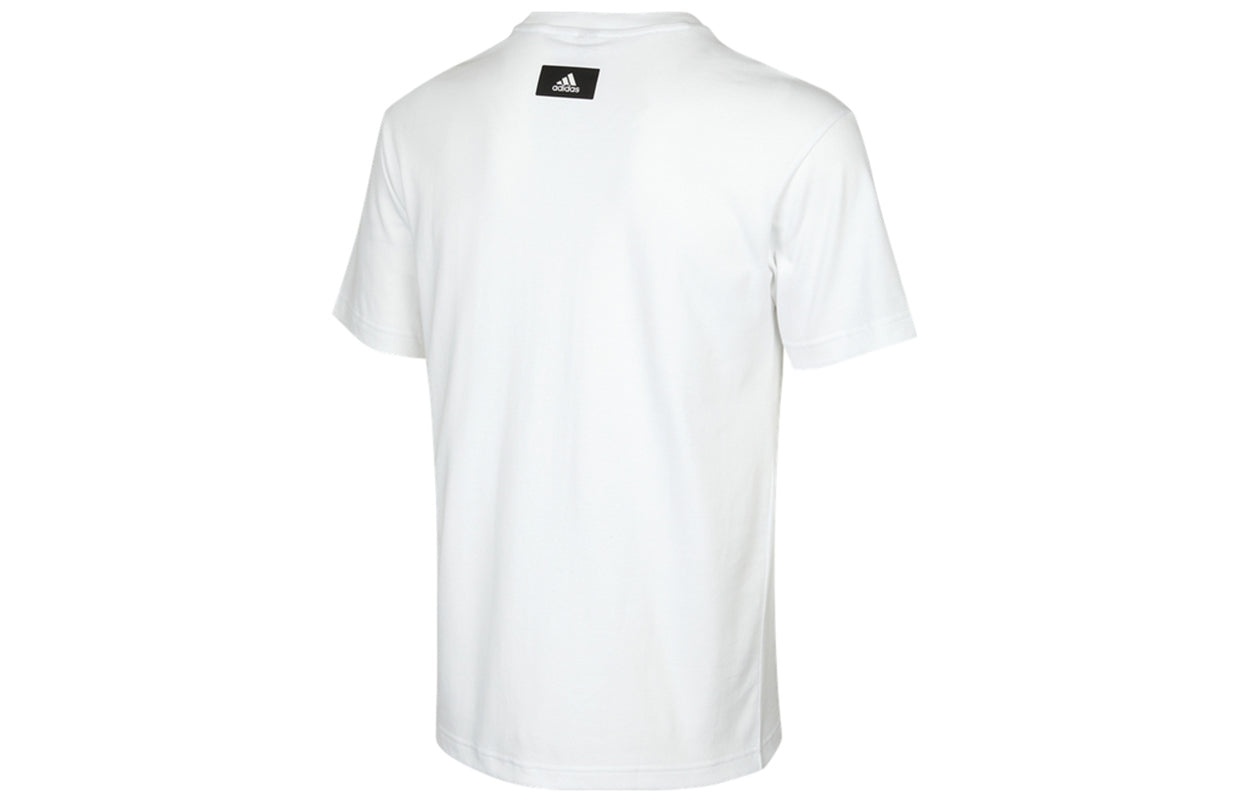 Men's adidas FI 3B Tee Athleisure Casual Sports Round Neck Short White T-Shirt H46558 - 2