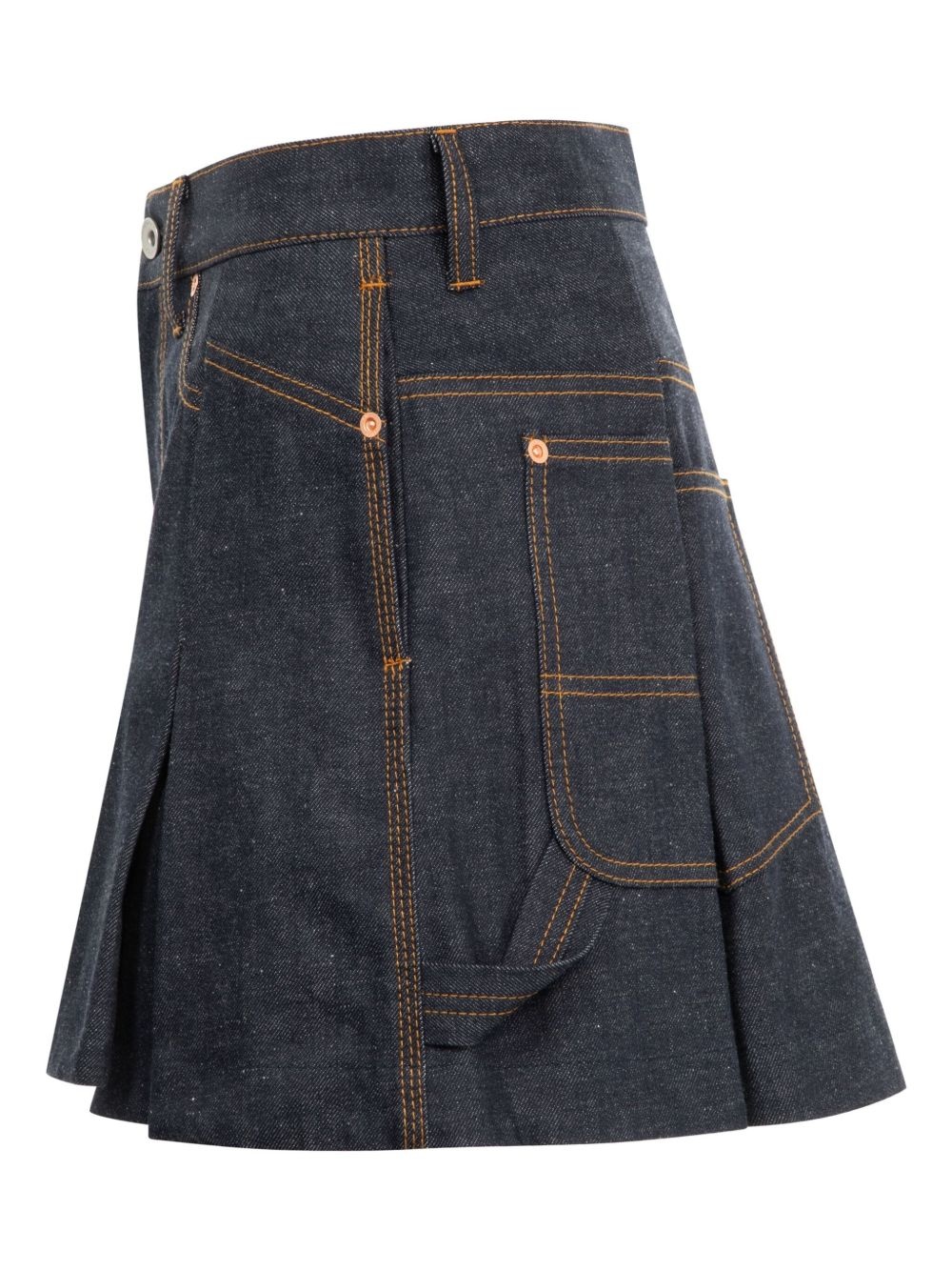 pleated denim shorts - 3