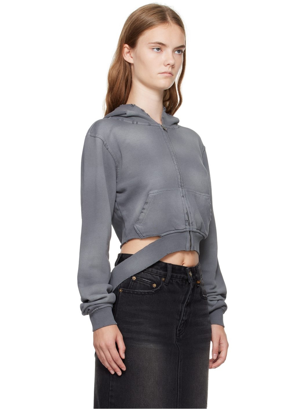 Gray Distressed Hoodie - 2