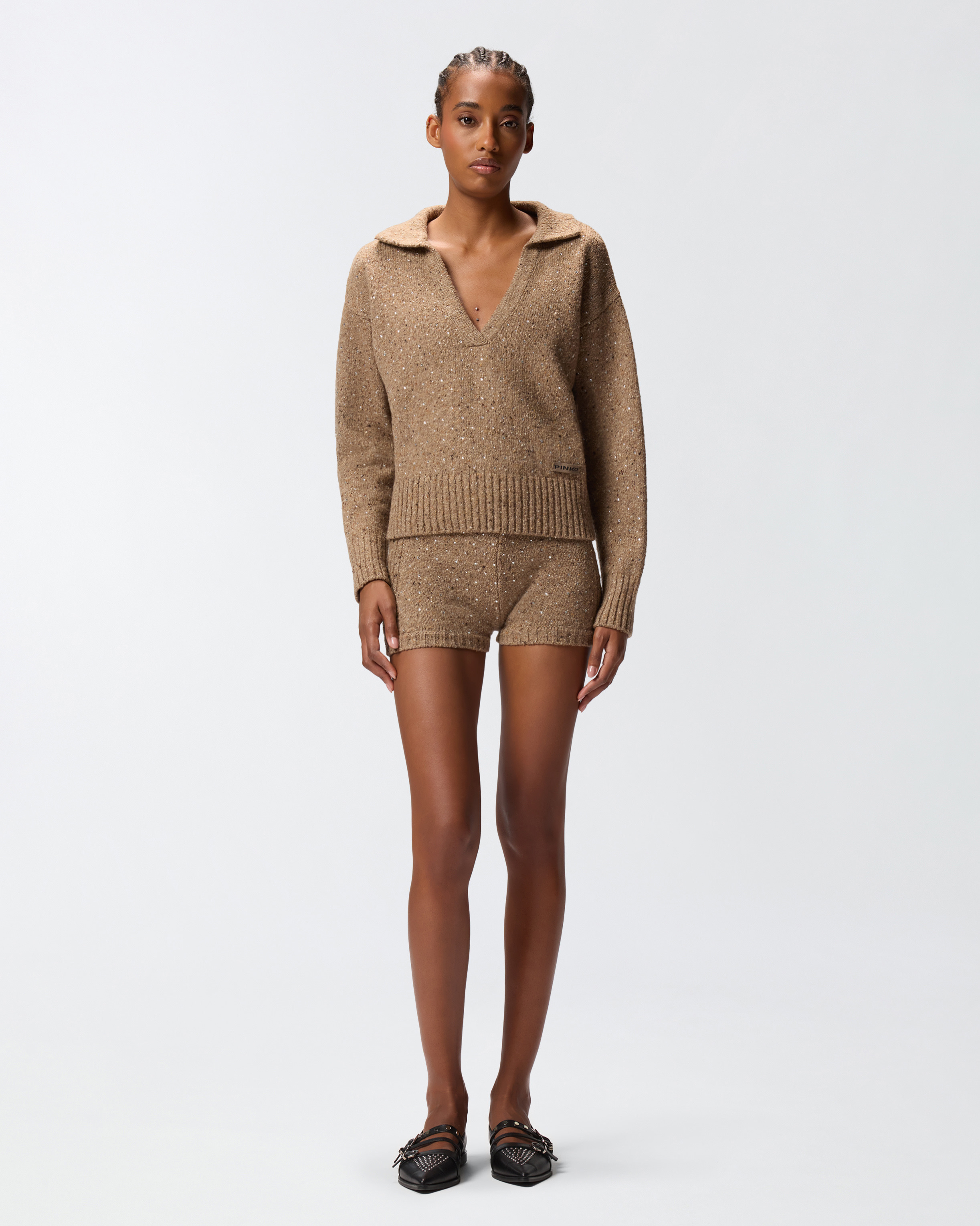 V-NECK SWEATER WITH RHINESTONES - 3