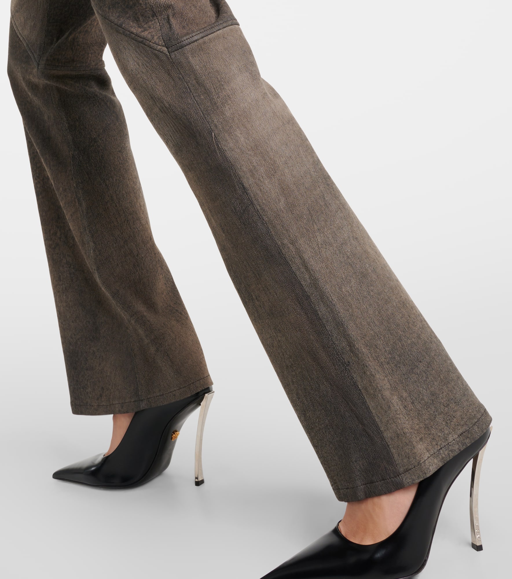 High-rise leather bootcut jeans - 5