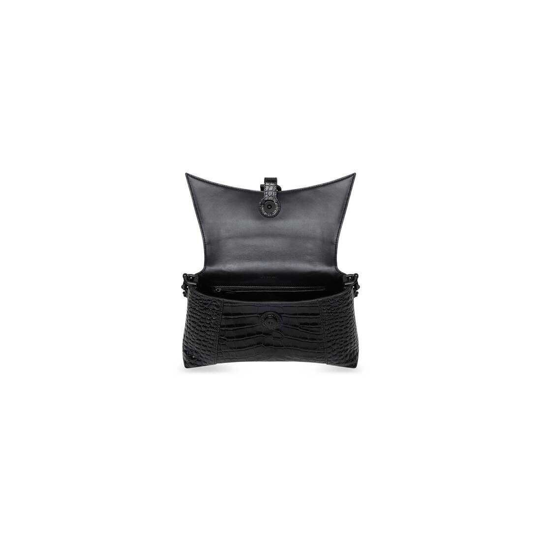 Women's Downtown Small Shoulder Bag With Chain Crocodile Embossed in Black - 6