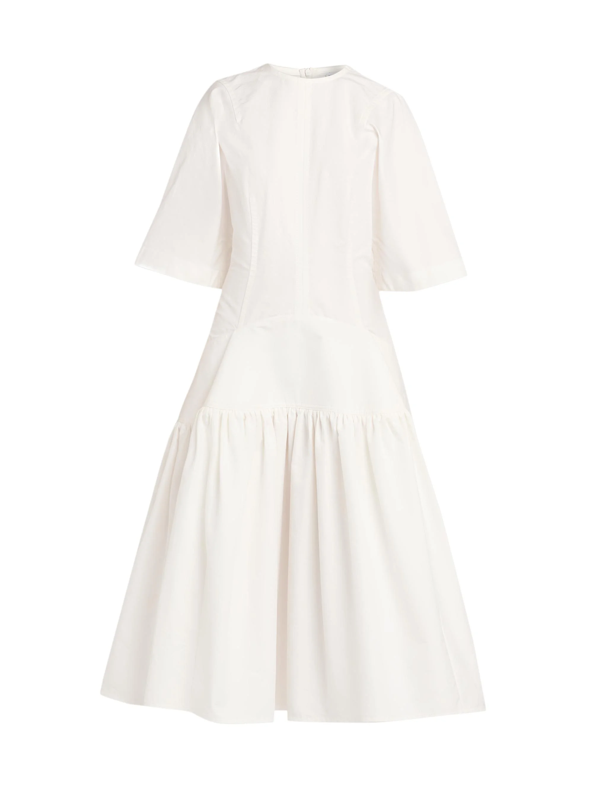 Women's Cotton Toile Drop-WaistMidi-Dress - Chalk - 1