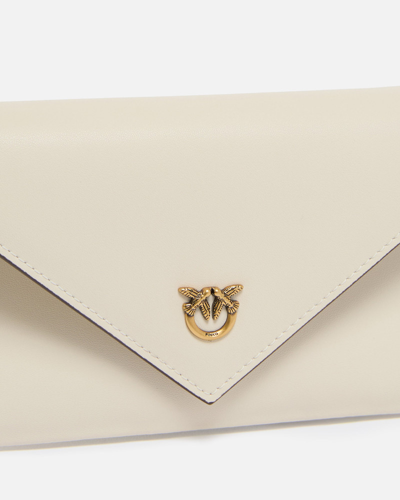 SMALL SMOOTH LEATHER ENVELOPE CLUTCH BAG WITH LOVE BIRDS LOGO 3
