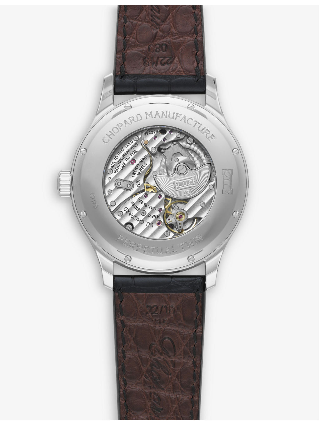 168561-3001 L.U.C Perpetual Twin stainless-steel and alligator-embossed leather automatic watch - 3