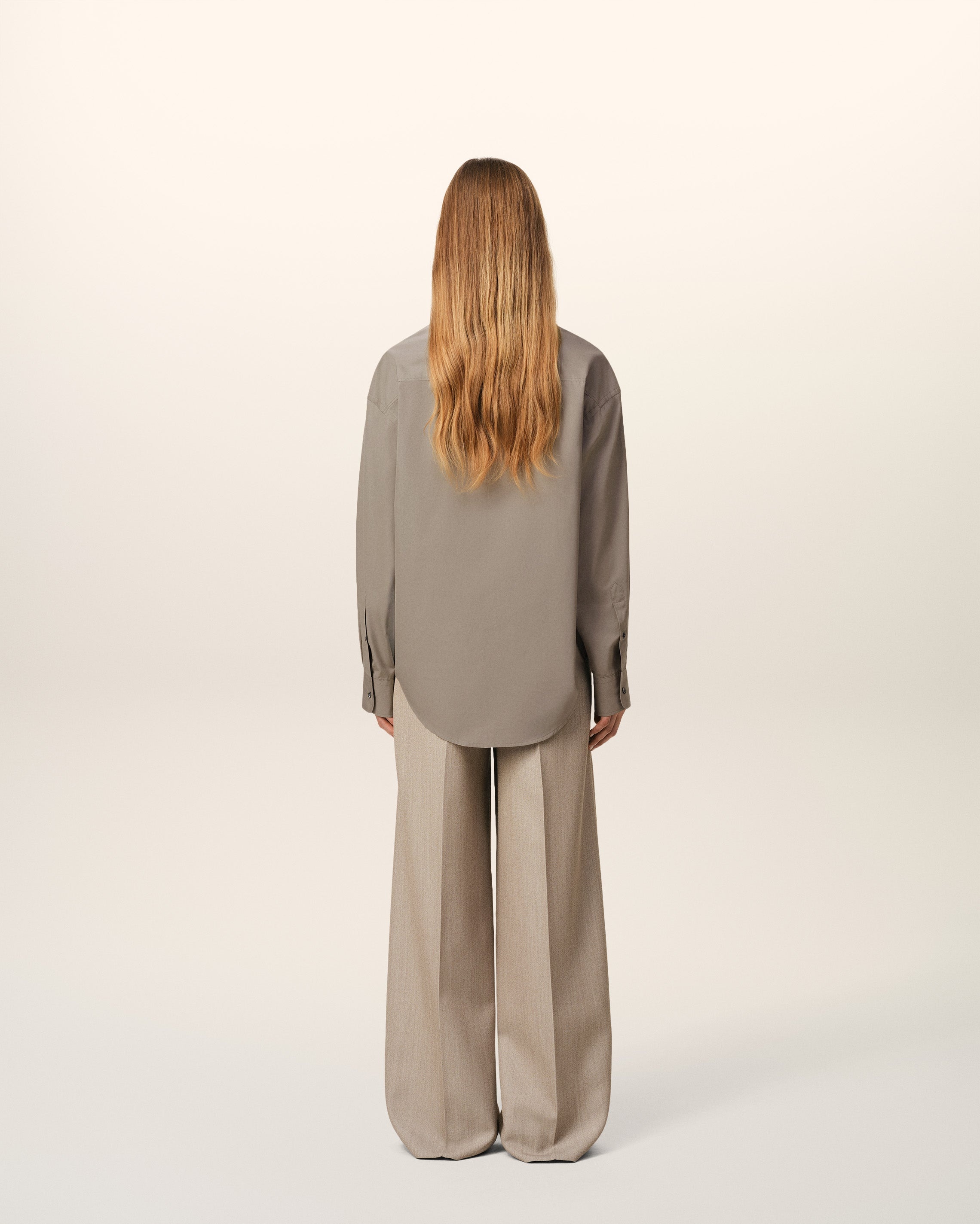BEIGE COTTON AMI DE COEUR BOXY SHIRT - 5