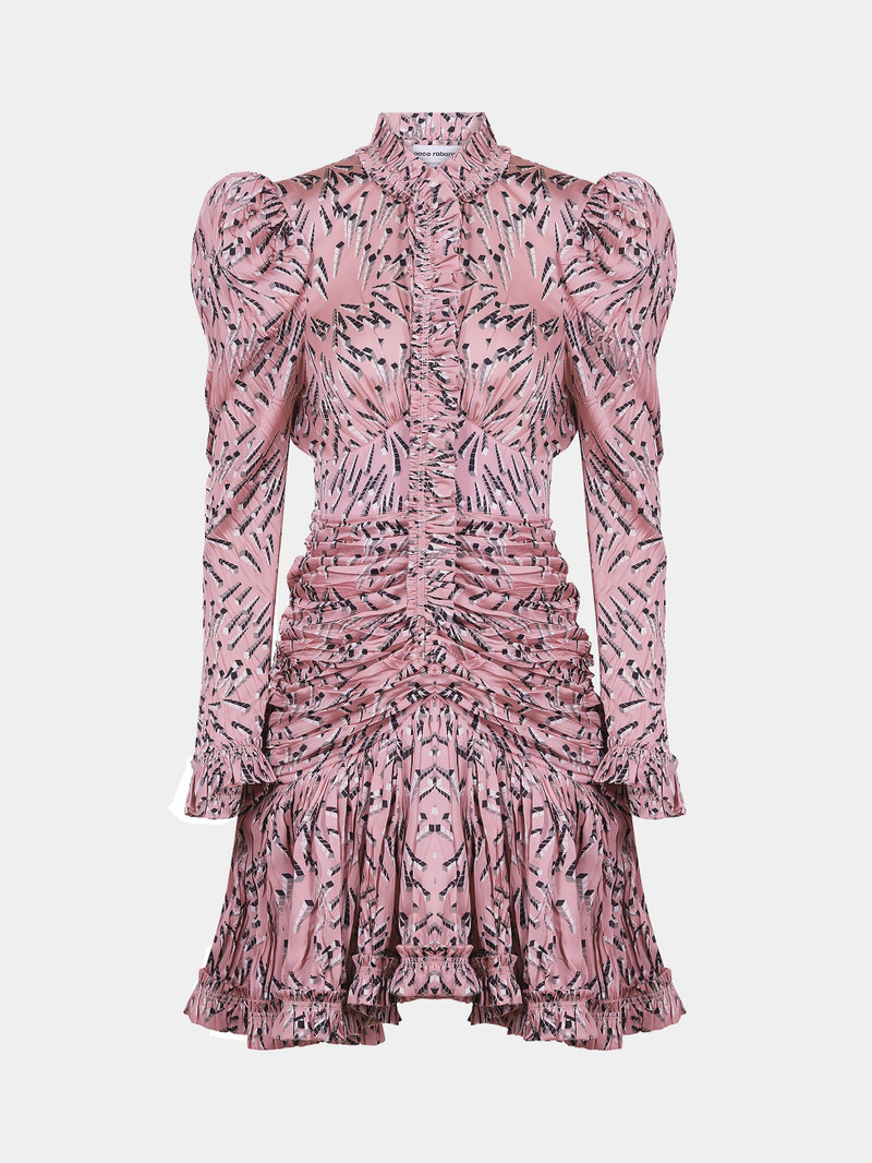PLEATED PINK DRESS WITH PATTERNS 1