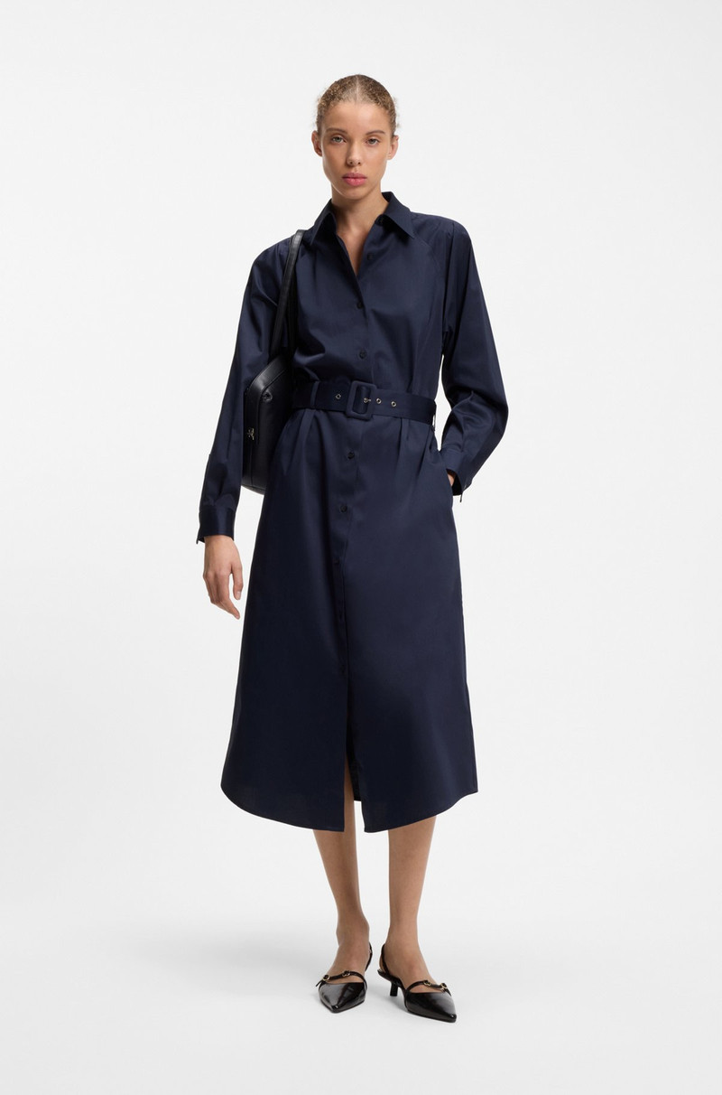 HUGO BELTED MAXI DRESS IN COTTON SATIN outlook