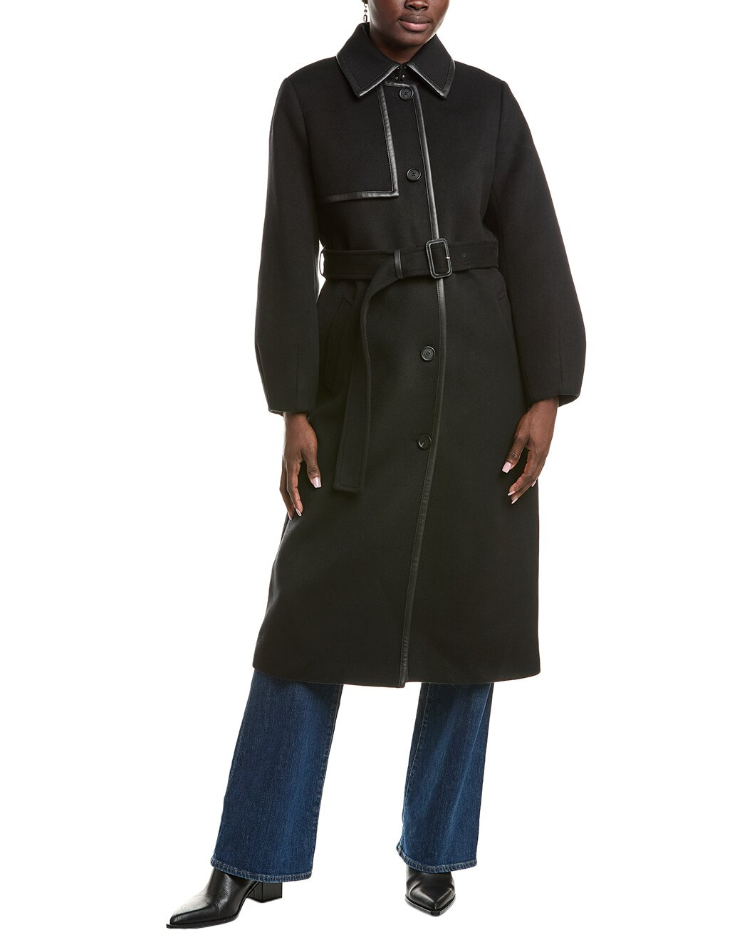 Mackage Zeva Leather-Trim Wool Trench Coat - 3