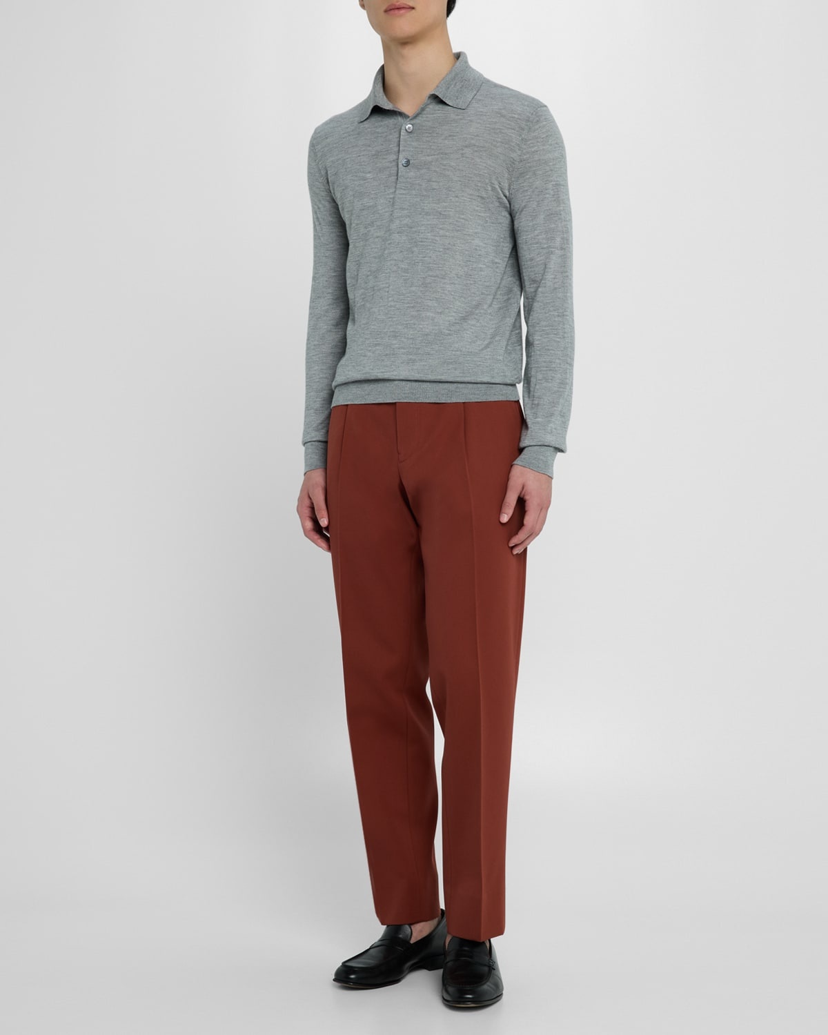 Men's Pleated Cotton-Wool Pants - 2