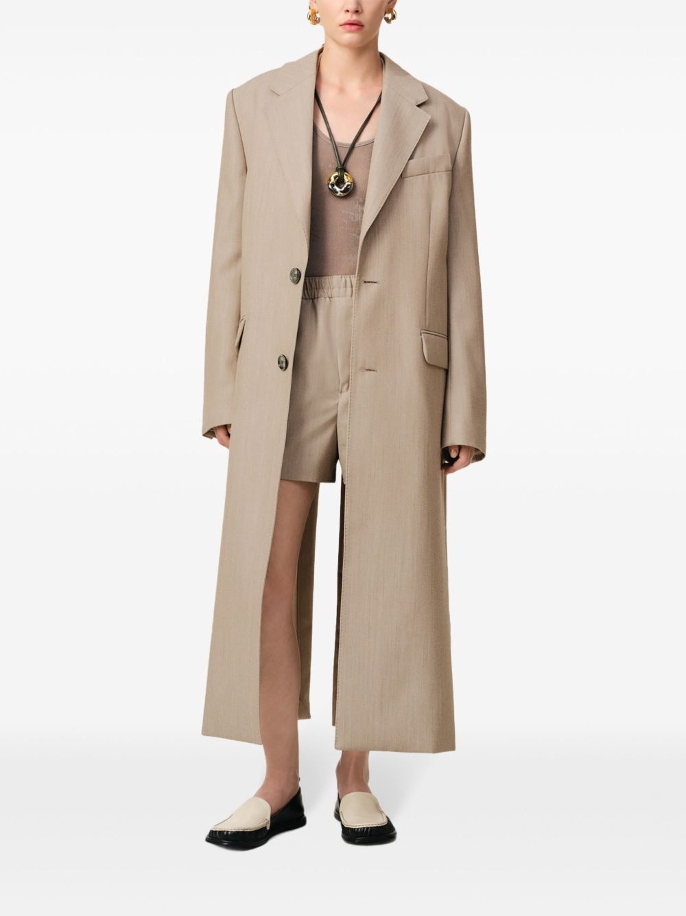 slit-detail maxi coat - 2